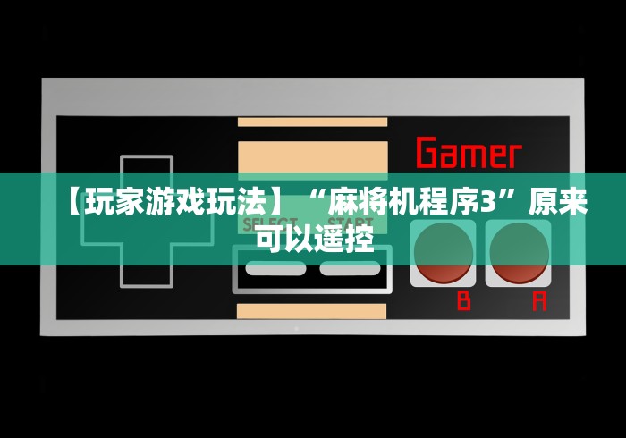 【玩家游戏玩法】“麻将机程序3”原来可以遥控
