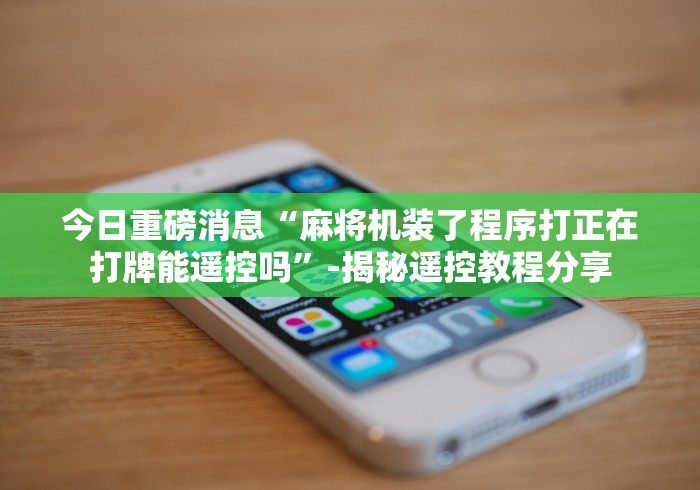 今日重磅消息“麻将机装了程序打正在打牌能遥控吗”-揭秘遥控教程分享