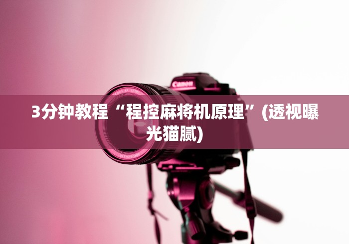 3分钟教程“程控麻将机原理”(透视曝光猫腻)