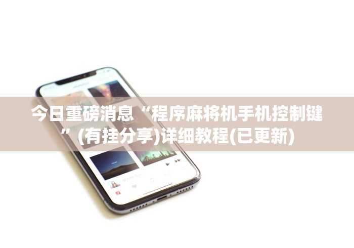 今日重磅消息“程序麻将机手机控制键”(有挂分享)详细教程(已更新)