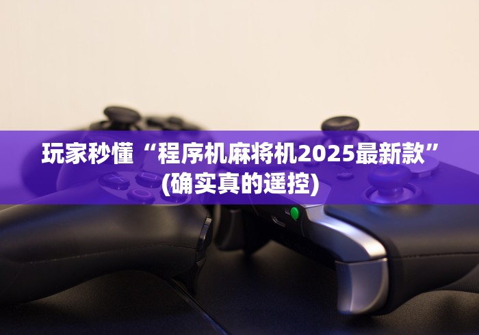 玩家秒懂“程序机麻将机2025最新款”(确实真的遥控)