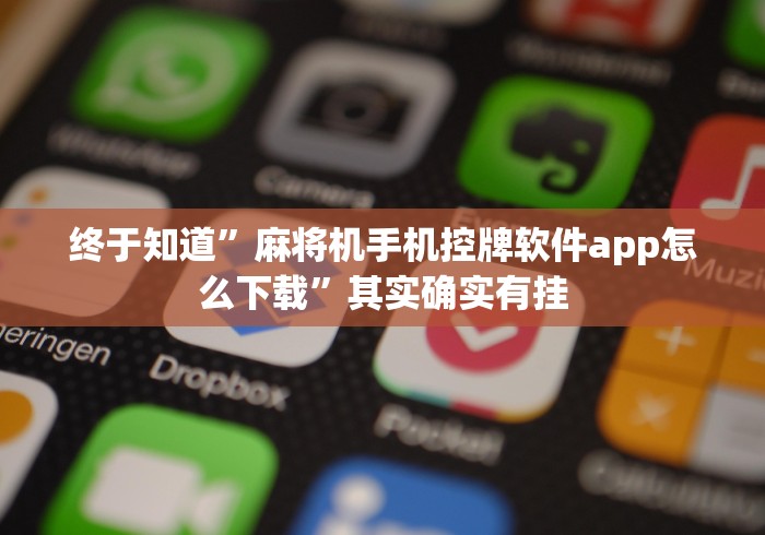 终于知道”麻将机手机控牌软件app怎么下载”其实确实有挂