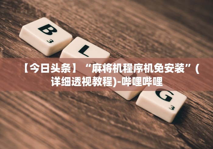 【今日头条】“麻将机程序机免安装”(详细透视教程)-哔哩哔哩